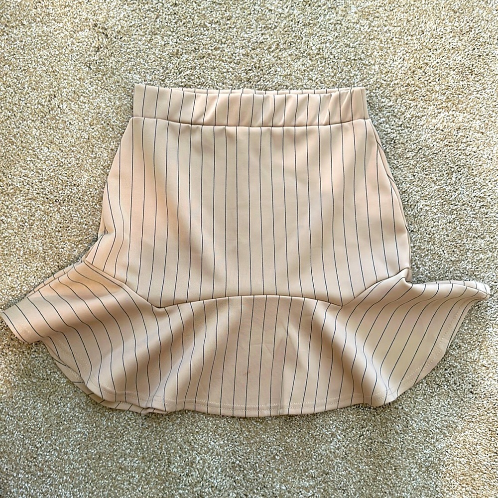 Tan and Black Striped Mini Skirt 6
